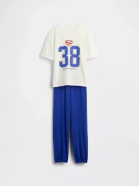 Oversized pyjama-joggerset voor kinderen met Superman-motief, gemaakt van gerecycled materiaal