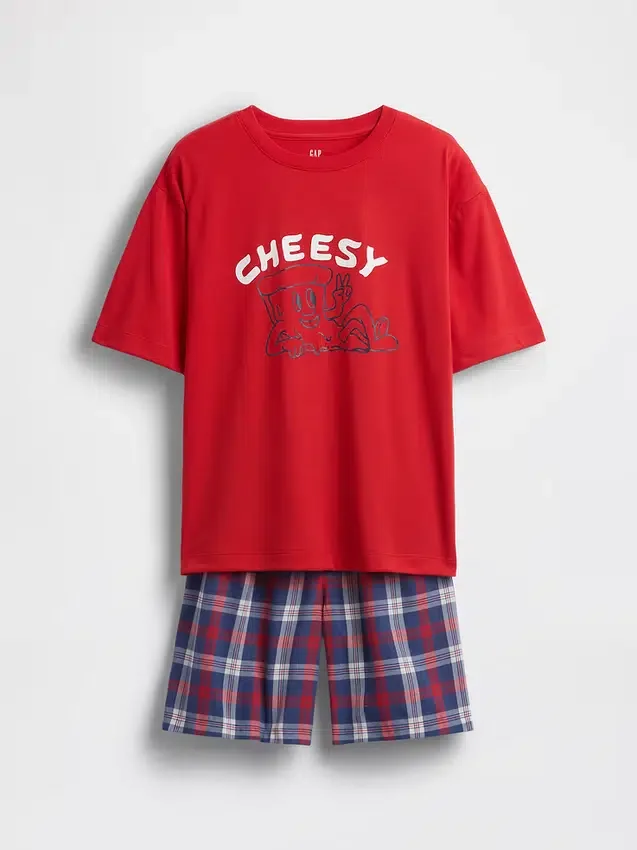 Oversized pyjama-set met korte broeken voor kinderen van gerecycled materiaal