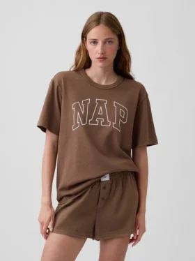 Oversized pyjamashirt met Nap-logo