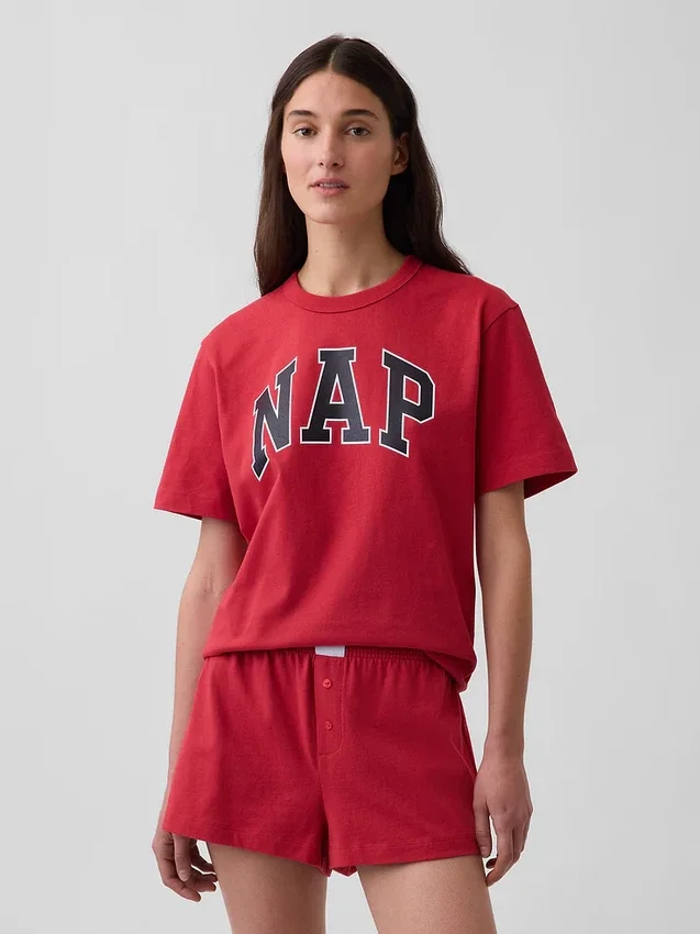 Oversized pyjamashirt met Nap-logo