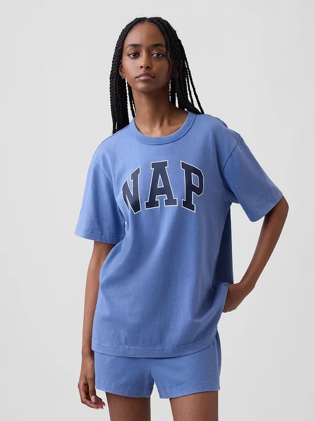 Oversized pyjamashirt met Nap-logo