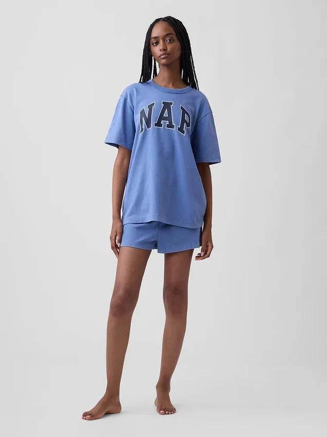 Oversized pyjamashirt met Nap-logo
