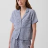 Oversized pyjamashirt van gekreukte gaasstof