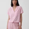Oversized pyjamashirt van gekreukte gaasstof