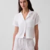 Oversized pyjamashirt van gekreukte gaasstof