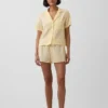 Oversized pyjamashirt van gekreukte gaasstof