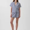 Oversized pyjamashirt van gekreukte gaasstof