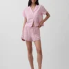 Oversized pyjamashirt van gekreukte gaasstof