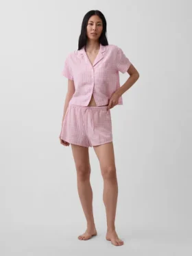 Oversized pyjamashirt van gekreukte gaasstof