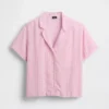 Oversized pyjamashirt van gekreukte gaasstof