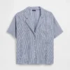 Oversized pyjamashirt van gekreukte gaasstof