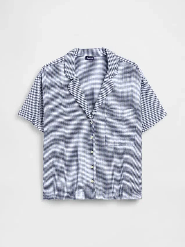 Oversized pyjamashirt van gekreukte gaasstof