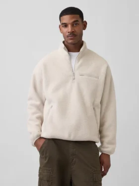 Oversized Sherpa-trui met halve rits