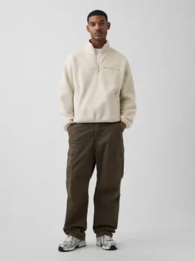 Oversized Sherpa-trui met halve rits