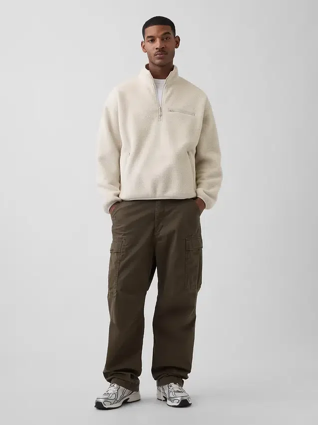 Oversized Sherpa-trui met halve rits