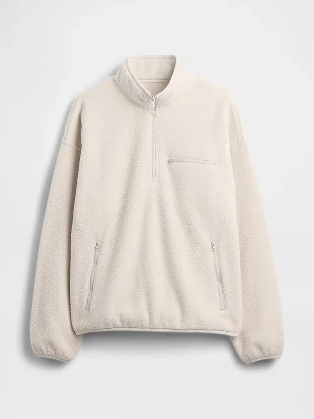 Oversized Sherpa-trui met halve rits