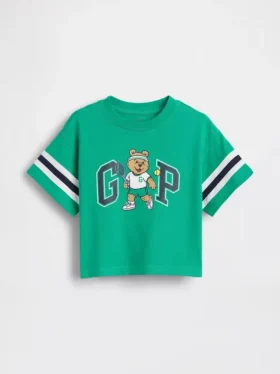 Oversized T-shirt met Brannan Bear-varsity-afbeelding en logo voor Baby & Peuter