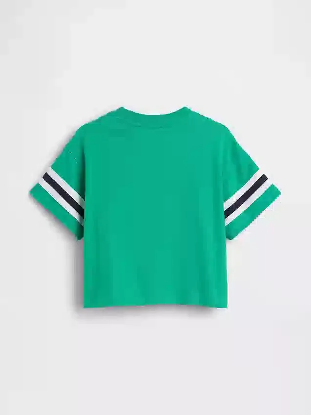 Oversized T-shirt met Brannan Bear-varsity-afbeelding en logo voor Baby & Peuter
