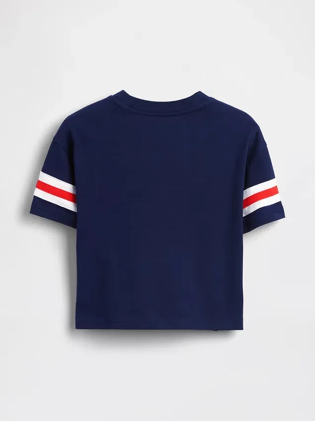 Oversized T-shirt met Brannan Bear-varsity-afbeelding en logo voor Baby & Peuter