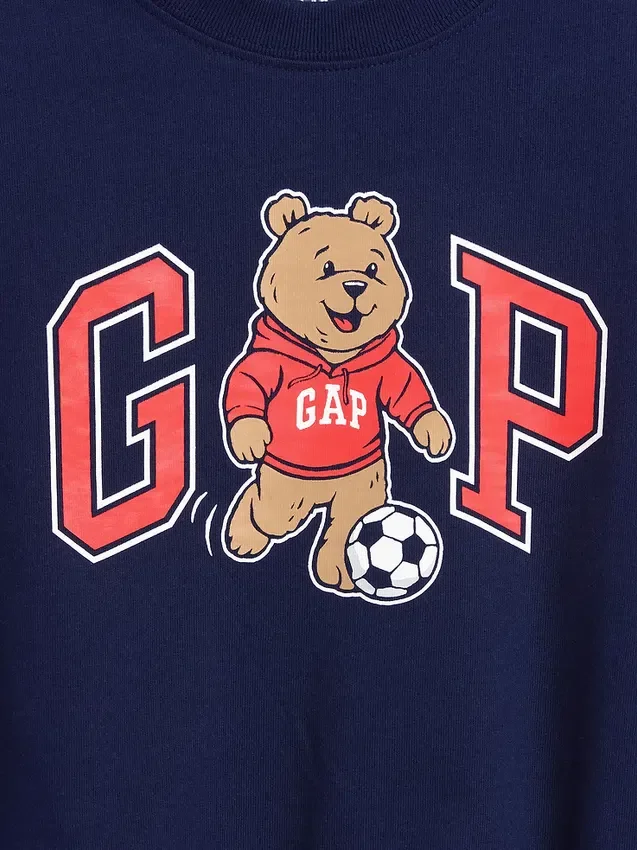 Oversized T-shirt met Brannan Bear-varsity-afbeelding en logo voor Baby & Peuter
