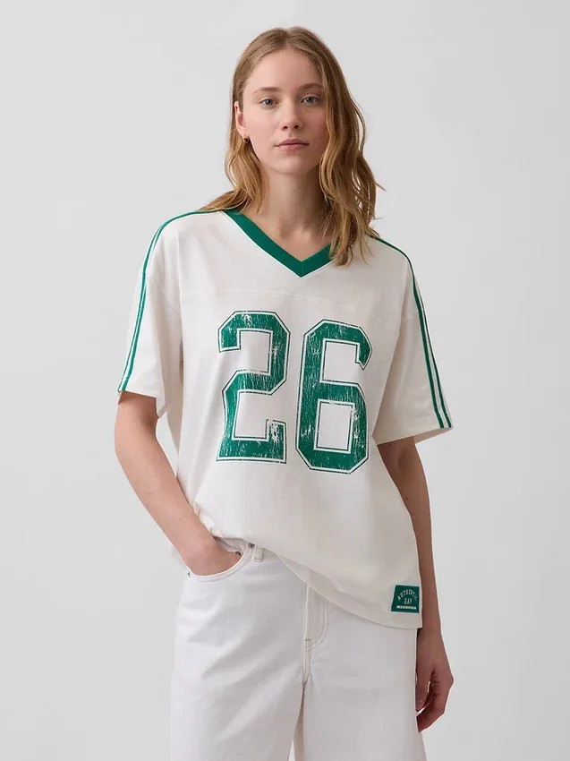 Oversized T-shirt met varsity-logo