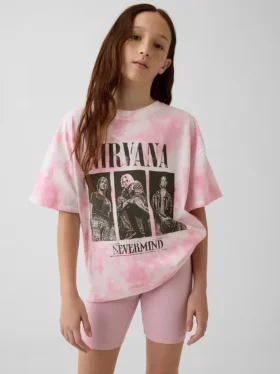 Oversized T-shirt voor kinderen met Nirvana-print