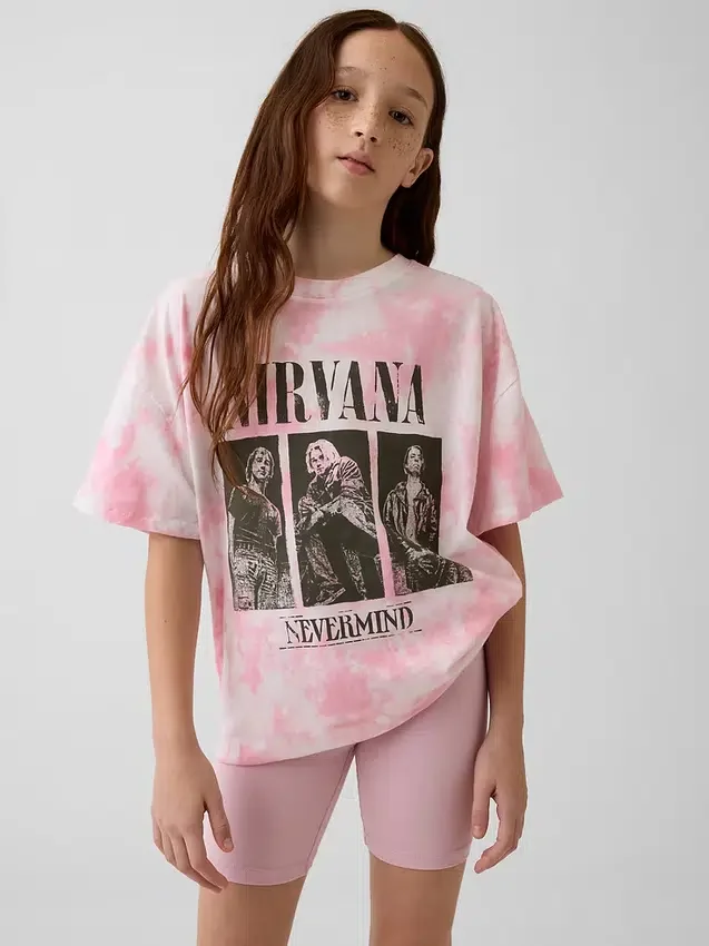 Oversized T-shirt voor kinderen met Nirvana-print