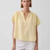 Oversized top met gespleten hals van katoenen gaas
