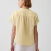 Oversized top met gespleten hals van katoenen gaas