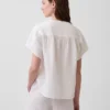 Oversized top met gespleten hals van katoenen gaas