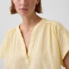 Oversized top met gespleten hals van katoenen gaas