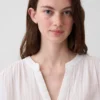 Oversized top met gespleten hals van katoenen gaas