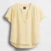Oversized top met gespleten hals van katoenen gaas