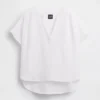 Oversized top met gespleten hals van katoenen gaas