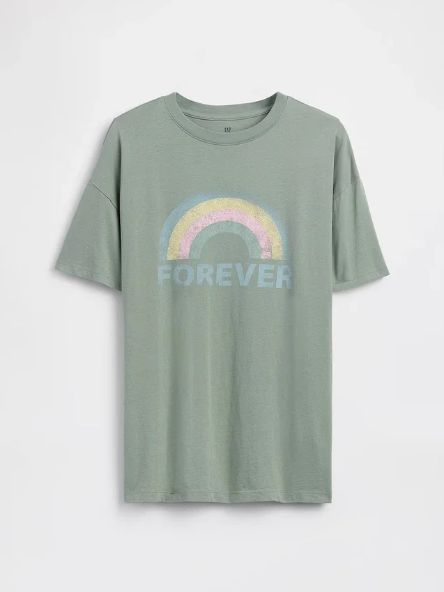 Oversized tuniek-T-shirt met print voor kinderen