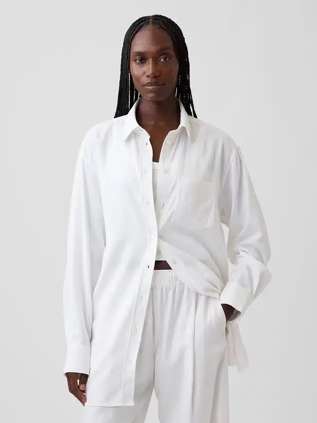 Oversized tuniekhemd van linnenmix