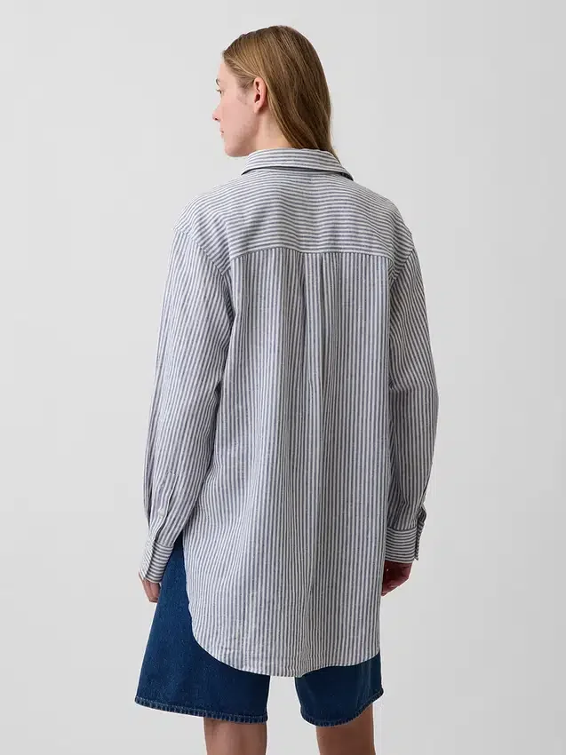 Oversized tuniekhemd van linnenmix