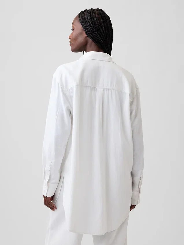 Oversized tuniekhemd van linnenmix