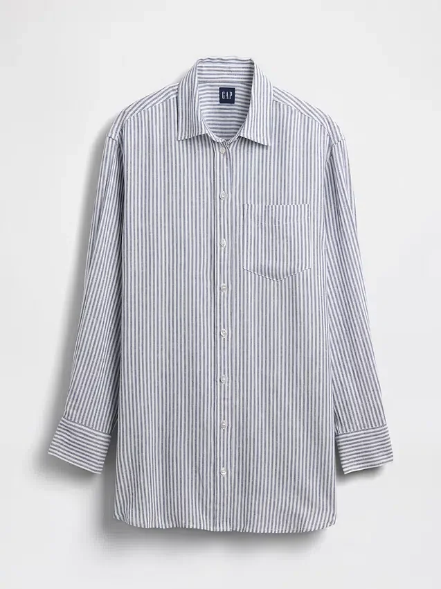Oversized tuniekhemd van linnenmix