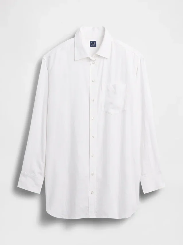 Oversized tuniekhemd van linnenmix