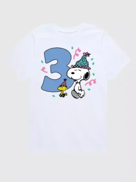 Peanuts-T-shirt met korte mouwen en print voor peuters, 3e verjaardag
