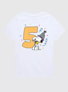 Peanuts-T-shirt met korte mouwen voor peuters, 5e verjaardag