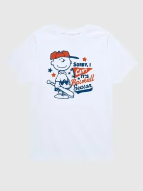 Peanuts-T-shirt met korte mouwen voor peuters: Charlie Brown ‘Sorry I Can’t’ Baseball Season