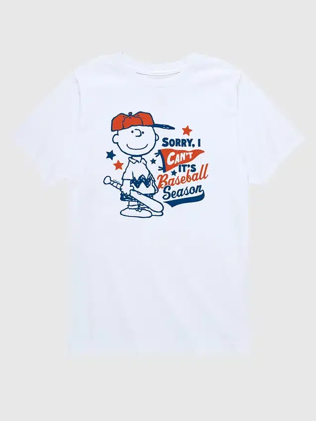 Peanuts-T-shirt met korte mouwen voor peuters: Charlie Brown ‘Sorry I Can’t’ Baseball Season