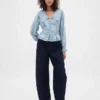 Peplumtop met kraag en V-hals