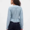 Peplumtop met kraag en V-hals