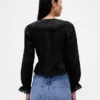 Peplumtop met kraag en V-hals