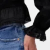 Peplumtop met kraag en V-hals