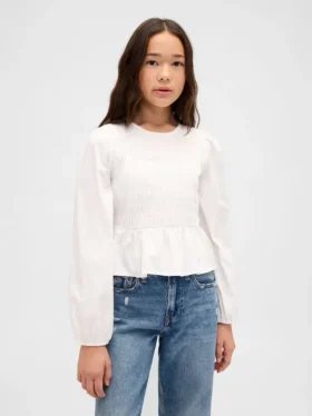 Peplumtop met smockwerk voor kinderen