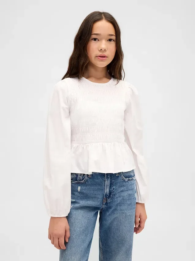 Peplumtop met smockwerk voor kinderen